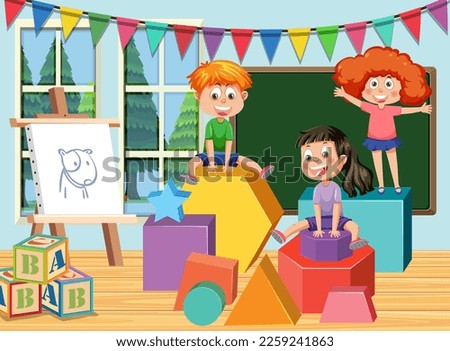Student in Math classroom illustration