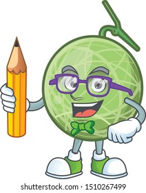 Student melon cartoon mascot on white background.