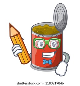 Student metal food cans on a cartoon