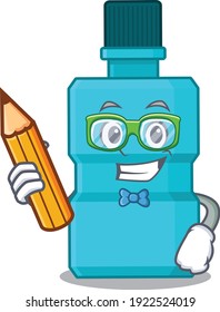 A student mouthwash mascot design study at home during pandemic. Vector illustration