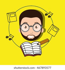 student music notebook pencil vector illustration graphic
