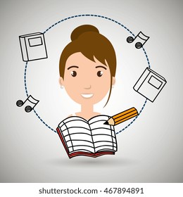 student music notebook pencil vector illustration graphic