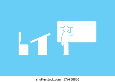 student near the blackboard icon vector illustration eps10. Isolated badge for website or app - stock infographics.
