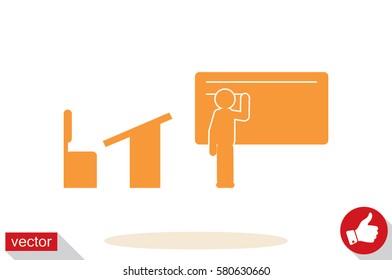 student near the blackboard icon vector illustration eps10. Isolated badge for website or app - stock infographics