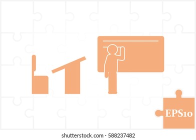 student near the blackboard icon vector illustration eps10. Isolated badge for website or app - stock infographics