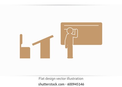 student near the blackboard icon vector illustration eps10. Isolated badge for website or app - stock infographics