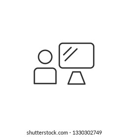 Student near computer man standing Flat Vector icon for education students 