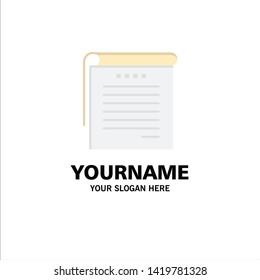 Student, Notes, Books, Student Notes Business Logo Template. Flat Color