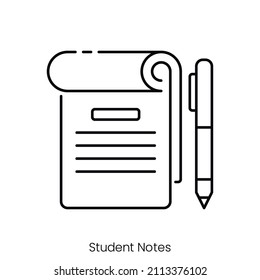 Icon für Studentennotizen Konkretes Stildesign einzeln auf weißem Hintergrund