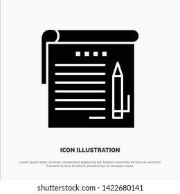 Student, Notes, Note, Education Solid Black Glyph Icon
