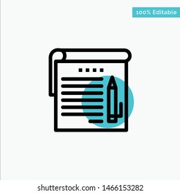 Student, Notes, Note, Education turquoise highlight circle point Vector icon. Vector Icon Template background