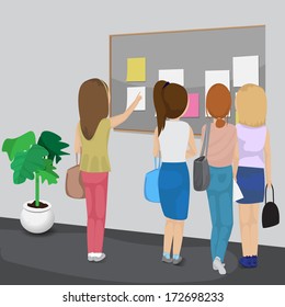 Student At Notice Board In College - Vector Illustration, Graphic Design Editable For Your Design 