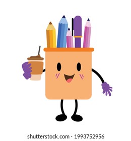 Student Office Binder Character Vector Template Design Illustration