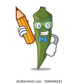 Student Okra Character Cartoon Style