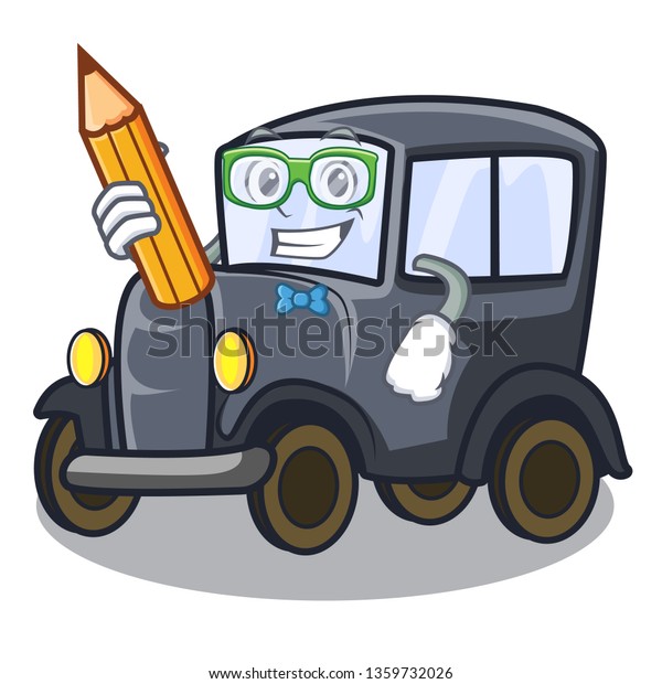 Student old car isolated\
in the cartoon