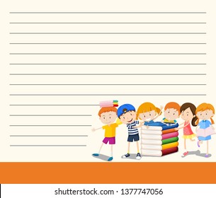 Student on blank note template illustration