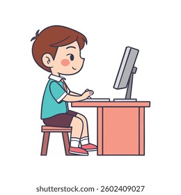 student on computer sitting at a desk
