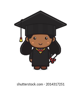 Student on graduation day cartoon icon vector illustration. Design isolated flat cartoon style