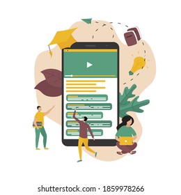 Student on online lesson with smartphone from home. Online education concept