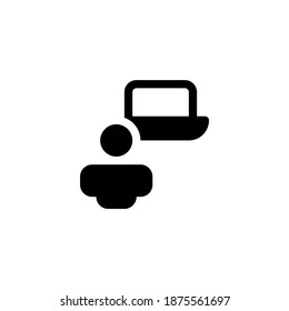 Student Online Learning and Teaching Glyph Icon, Logo, and illustration Vector
