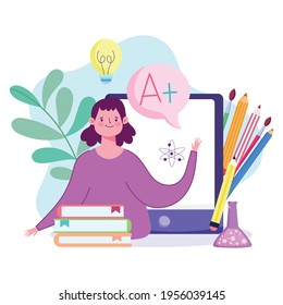 student online studying with smartphone