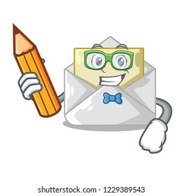 Student open envelope greeting posters on character