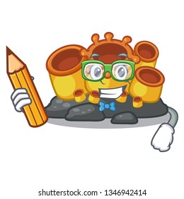 Student orange sponge coral isolated with cartoon