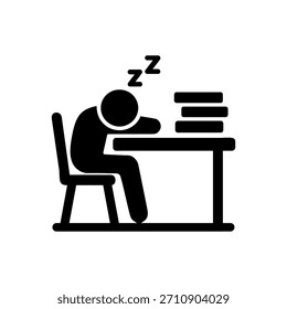 Student Overwork Fatigue Concept Icon Isolated On White Background