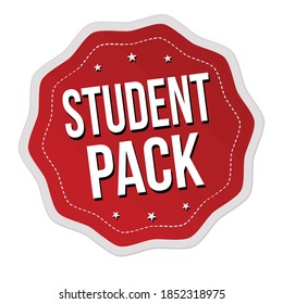 Student pack label or sticker on white background, vector illustration