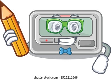 Student pager placed above cartoon wooden table