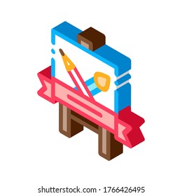 Student Painting Lesson Icon Vector. Isometric Student Painting Lesson sign. color isolated symbol illustration