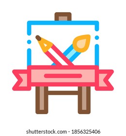 Student Painting Lesson Icon Vector. Outline Student Painting Lesson Sign. Isolated Contour Symbol Illustration