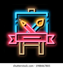 Student Painting Lesson neon light sign vector. Glowing bright icon Student Painting Lesson sign. transparent symbol illustration