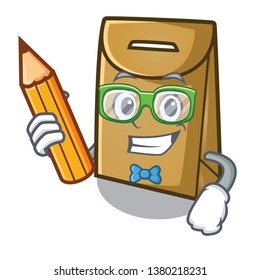 Student paper bag isolated with the character