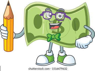 Student paper money character on white background