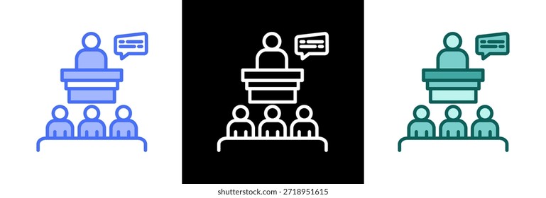 Icono de participación estudiantil triple Ilustración vectorial
