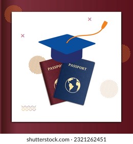 Studentenausweis für Auslandsaufenthalte, und hier ist Graduierungsmütze und -kappe für besseres Design