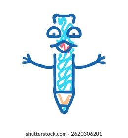 caneta estudante personagem ícone doodle esboço vetor. sinal de personagem caneta estudante. ilustração símbolo isolado