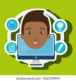 student pencil calculator laptop vector illustration eps 10