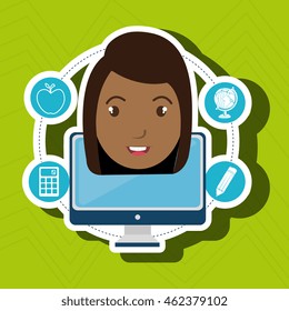 student pencil calculator laptop vector illustration eps 10