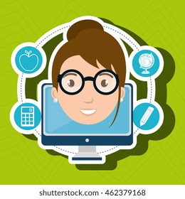 student pencil calculator laptop vector illustration eps 10