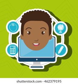 student pencil calculator laptop vector illustration eps 10