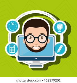 student pencil calculator laptop vector illustration eps 10