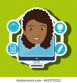 student pencil calculator laptop vector illustration eps 10