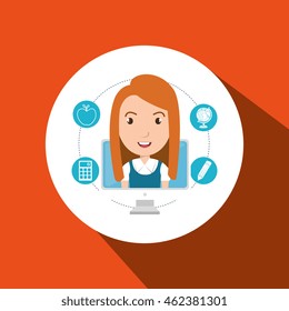 student pencil calculator laptop vector illustration eps 10