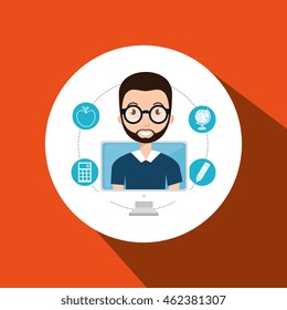 student pencil calculator laptop vector illustration eps 10