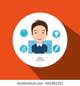 student pencil calculator laptop vector illustration eps 10