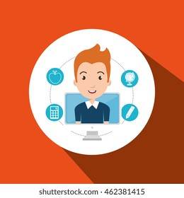 student pencil calculator laptop vector illustration eps 10