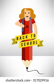 Student with Pencil Creative Design for Back to School