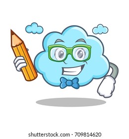 Student with pencil cute cloud character cartoon